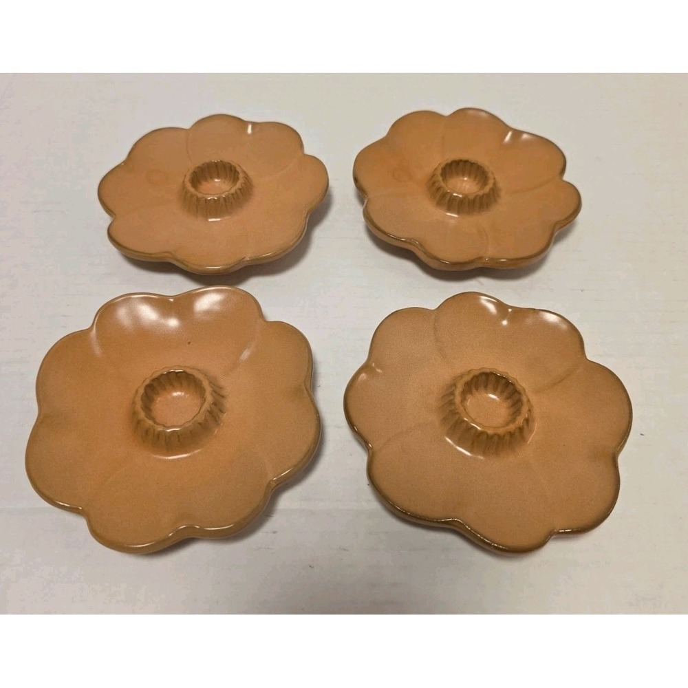 Magnolia Est 2003 Waco Ceramic Flower Taper Candle Holders Set of 4 Terracotta